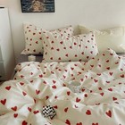  Heart Duvet Cover Size - 100  Cotton White Comforter Cover 3 Queen Red Heart