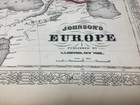 Original 1860 s Europe  -  Antique Hand Colored Johnson s Map 26 5 X 18 