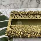 Vintage 60s Brass Tissue Box Cover Gold Roses Filigree Glam Regency Hollywood