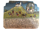 Vtg 1950 s Hp Mexican Tin Retablo Sr  Santiago   Victory In Puebla In 1862