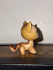 Littlest Pet Shop Lps  19 Authentic Brown Shorthair Cat Figure Green Yellow Eyes