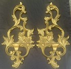 Mcm 1940s Syroco Wood Gold Ornate Flourish Wall Plaques Pair Left Right Baroque