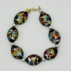 Handmade Murano Glass Bead Necklace With Sterling Silver  925 Fas  Clasp 7 75   