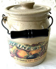 Vtg Heinz Strawberry Preserves Stoneware Crock Bail Handle  92 Signed W brochure