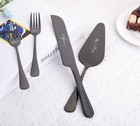 Wedding Cake Knife   Server Set W  Forks - Black  Stainless Steel  4-piece