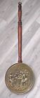 2 Vintage English Brass Bed Warmers Turned Wood Handle Made In England Colonial