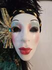 Vtg Clay Art Usa Ceramic Woman Face Mask W  Musical Wall Hanging -works- A7