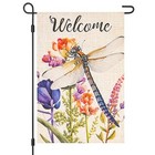 Flowers Dragonfly Welcome Spring Garden Flag Double Sided 12  18 Inch  Floral 