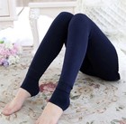 2 Women Thermal Leggings Warm Winter Elastic Fleece Thick Legging Beige   Navy