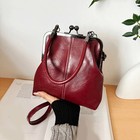 Vintage Black Kiss Lock Frame Bag Shoulder Crossbody Handbag Purse Retro Clutch