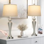 30  Table Lamps Set Of 2  3-way Dimmable Touch Bedside Lamp With Usb Silver