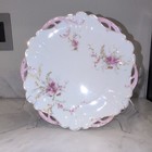R c  Lion O or Round Porcelain Handled Platter Floral Pink White Gold Germany