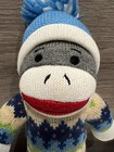 Dan Dee Sock Monkey Gray Christmas Sweater   Hat Plush Stuffed Animal 10   