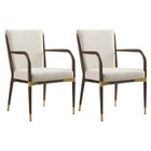 Modern Dining Arm Chair Set Of 2  Iron Frame  Brown   Beige