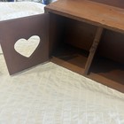 Vintage Heart Shelf With 2 Doors Hand Made Folk Art Kitchen Rack Cabin Decor    