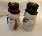 Two Snowman W  Hats Candle Holders - 2 Cute