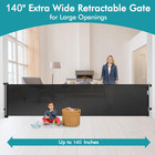140  Retractable Black Baby   Dog Gate - Wide Safety Barrier