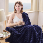Super Soft Throw Blanket Dark Navy Premium Silky Flannel Fleece 3d