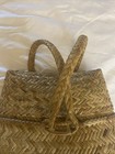 Vintage Asian Woven Wicker Bamboo Gathering Basket Backpack