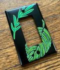 Handmade Leaves Plants Black Green Leaf Wall Plate Light Switch Painted Cover