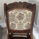 Vintage Antique Tapestry Carved Wood Folding Rocker Rocking Chair Victorian 1930