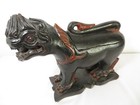 Antique Thai Singha Wood Carving Lidded Guardian Lion Box Lanna Art Sculpture
