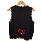 Vintage Michael Simon Sweater Vest Folk Art Hearts Embellished Size 1 1994