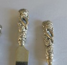 Vintage 3 Piece Appetizer Cheese Knife Set Silver Plate Grapevine Handle 