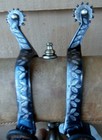 E  Garcia Blued Sterling Silver Leaf Inlay Horse Spurs With Leather Straps