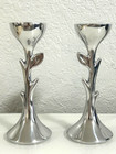 Nambe Tree Of Life Sabbath Candlesticks Set Designed By Marilyn Davidson  2 Pcs 