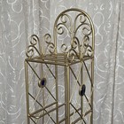 Rare Vintage Wrought Iron Cd Storage Tower 90s Colored Glass Decor 46 1 2 Inches