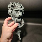 Antique Vintage Style Cast Verdi Green Iron Lion Door Knocker W Hook