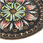 Vintage Turkish Folk Art Hand Painted Etched 9 5  Copper Plate Wall Hanging