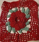 Vintage Raised Roses Crocheted Granny Squares Red Pink White Lot Of 15 