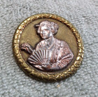 Large Vintage Antique Metal Picture Button Asian Lady