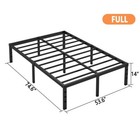 14 Inch Full Metal Bed Frame - Heavy Duty Platform  No Box Spring  Black