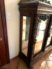 Large Carved Oak English Display Cabinet 2 Glass Shelves
