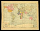 Vintage World Map Wall Art Old Original Political Colonial Possessions Antique