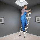 Wall Mounted Folding Ladder white Step Ladders 6-steps Retractable Folding Stair