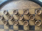 Checker Board Barrel Head Table With Custom Engraved Hickory Checkers