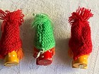 Lot Of 3 Vintage Wooden Girls With Knit Hats 