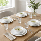 Corelle 12 Piece White Glass Dinnerware Set Plates Bowls Service For 4