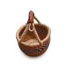 Vintage Bolga Ghana African Handwoven Alaffia Basket Leather Wrapped Handle  Sm 