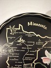 Vintage Minnesota State Metal Tin Tray Souvenir Painted Black And Gold Plate 11   