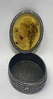 Vintage Dried Flowers Enamel Lid Silver  Tone Decorative Trinket pill Box 2   