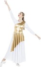 Danzcue Women s Asymmetrical Praise Dance Tunic   white Large-x-large  Gold 
