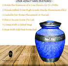 Blue Cremation Urns For Human Ashes - Adult Memorial Funeral Urn With Elegant