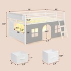 Twin Low Loft Bed Tent 5 Drawers Led Lights Kids Storage Ladder Safety Guardrail