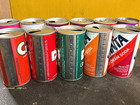 Soda Can Lot- 11 Empty Soda Pop Cans  Mr  Pibb  Orange Crush  Fanta  Dixie Cola