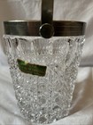 Vtg 24  Full Lead Cut Crystal Silverplate Handle Sm Ice Bucket  W tong-w Germany